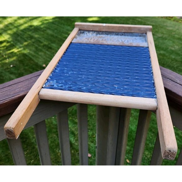 No 197 Cobalt Enamel Soap Saver National Washboard Co Laundry Board Antique Wash - Picture 5 of 12